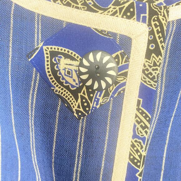 Koos of Course Reversible Blue Pinstripe and Cream 4 button Linen Jacket Size Lg - Picture 3 of 8